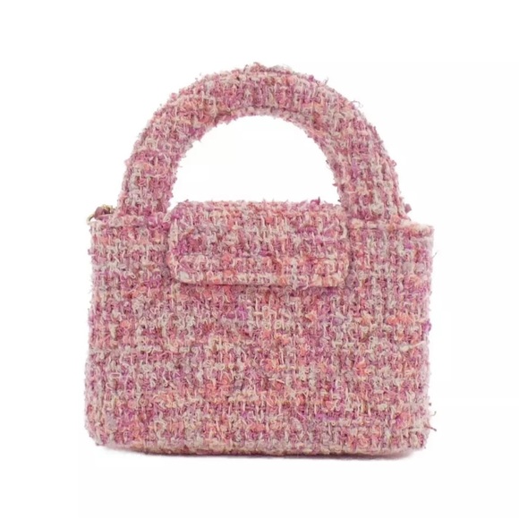 NEW Chanel Kelly Pink Tweed Top Handle Nano Mini Shopper Bag 23K Collection - Picture 2 of 7